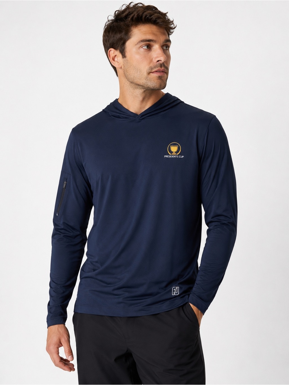 NWT Footjoy Presidents Cup Navy Long Sleeve Mid-layer Hoodie Performance Golf
